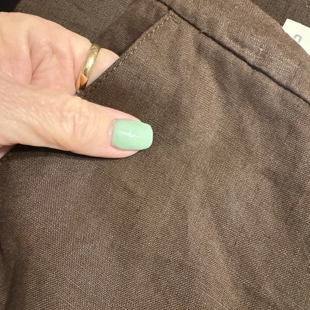 NWT OLD NAVY RETAL: $44 SUMMER CHOCOLATE LINEN ANKLE PANT SZ: 2 #Y - Picture 2 of 11